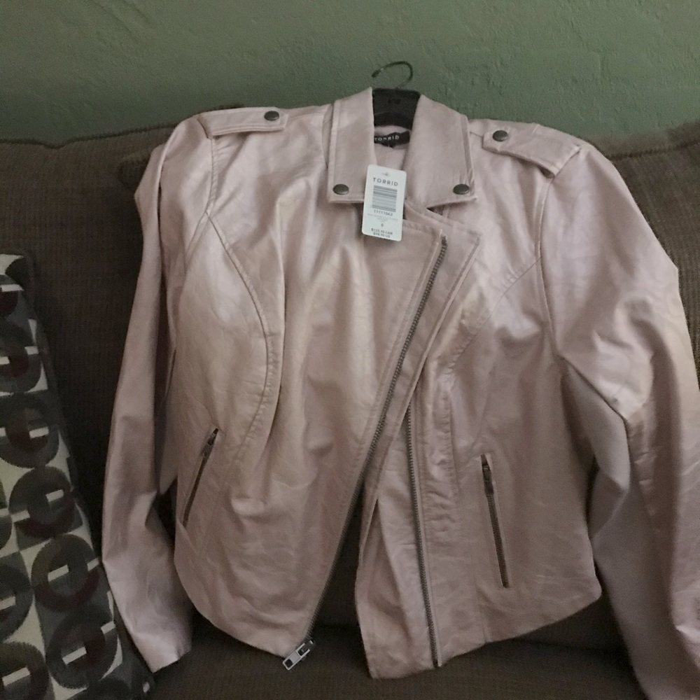 Torrid pink pho leather jacket size 0